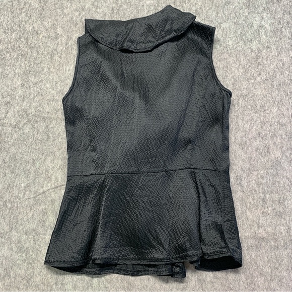 Tory Burch Black Ruffled Sleeveless Tank Dressy Blouse 100% SILK - Size 2 - Picture 10 of 10
